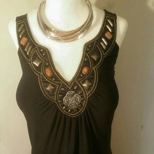 Black flowy maxi dress with beads